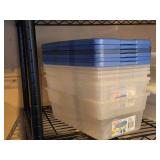 Lot of (6) Plastic Storage Bins with Lids 12" x 8" x 4"
