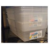 Lot of (6) Plastic Storage Bins with Lids 12" x 8" x 4"
