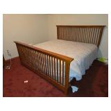 Wood Bed with Frame, Headboard, Footboard, Mattress 88" x 86" x 52"