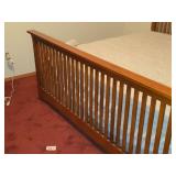 Wood Bed with Frame, Headboard, Footboard, Mattress 88" x 86" x 52"