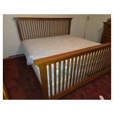 Wood Bed with Frame, Headboard, Footboard, Mattress 88" x 86" x 52"