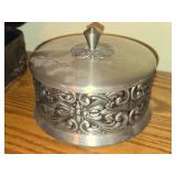 Vintage Pewter Jewelry Box - Repousse Box