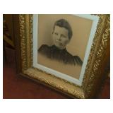 Vintage Ornate Wood Framed Picture - Woman
