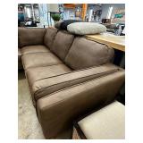 NEW IN BOX Maddox Mid-Century Sofa – Chestnut Faux Leather – Fully Padded, Easy-Clean, 5th Support Leg