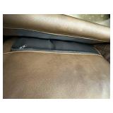 NEW IN BOX Maddox Mid-Century Sofa – Chestnut Faux Leather – Fully Padded, Easy-Clean, 5th Support Leg