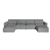 NEW IN BOX Lugano Gray 4-Piece Modular Sofa with 2 Ottomans – Fully Padded, Easy-Clean Fabric, Deep Comfort Design