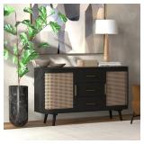 NEW IN BOX Adebisi 56" Solid Wood Sideboard – Natural Finish, Modern Storage Cabinet, Mid Century Style