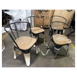 Mango Barrel Chair 4 Pack – Missing Backs -  Sustainable Mango Wood & Black Metal Frame