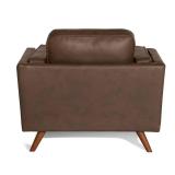 *NEW IN BOX* Maddox Chestnut Faux Leather Chair + Ottoman – Mid-Century Luxe Lounge Set - Really Cool Living