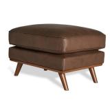 *NEW IN BOX* Maddox Chestnut Faux Leather Chair + Ottoman – Mid-Century Luxe Lounge Set - Really Cool Living