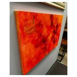 Abstract Red & Orange Canvas Painting – 36″ × 24″