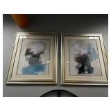 Set of 2 Abstract Framed Prints – 39″ × 33″ Each