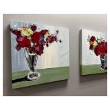 Set of 2 Floral Canvas Paintings – 24″ × 24″ Each