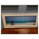 Framed Beach Scene Photograph – 41″ × 17″