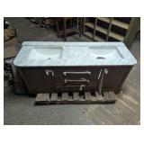 Collette 60 in. Double Sink Cinnamon Oak Bath Vanity with White Carrara Marble Top (Defect On Top See Images)