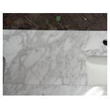 Collette 60 in. Double Sink Cinnamon Oak Bath Vanity with White Carrara Marble Top (Defect On Top See Images)