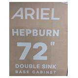 ARIEL Hepburn 72 in. W x 21.5 in. D x 34.5 in. H Bath Vanity Cabinet without Top in Oak WITH Marble Top, No sinks