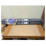 9 Ft. Aluminum Outdoor Patio Umbrella with Hand Crank Lift in Brilliant Blue - Hampton Bay