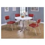 Coaster Retro 5-Piece Round White and Red Wood Top Dining Room (Set Seats-4)