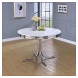 Coaster Retro 5-Piece Round White and Red Wood Top Dining Room (Set Seats-4)