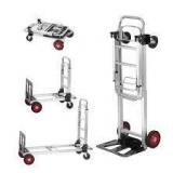 Aluminum 2 in 1 Folding Hand Truck 400lbs. Capacity Heavy Duty Collapsible Dolly Rubber Wheels Industrial Transport Cart