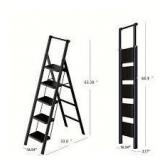 5-Step Ladder Folding Step Stool, 5-Step Ladder with Anti Slip Wide Pedals