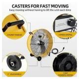 Edendirect 30 in. Heavy Duty Industrial DC Drum Fan in Yellow, Variable Speed Commercial or Industrial Fan