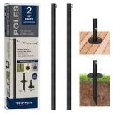 Two 10 ft. String Light Poles, Black