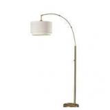 Adesso Brinkley Arc Lamp Brass: ETL Listed, 73.5" Height, 45" Depth, Cotton Drum Shade