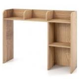 Costway 29 in. Tall Engineered Wood Natural Desk Bookshelf Desktop Storage Organizer Display Shelf Rack Dorm Office Bookcase