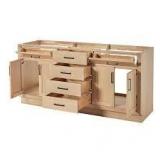 ARIEL Hepburn 72 in. W x 21.5 in. D x 34.5 in. H Bath Vanity Cabinet without Top in Oak WITH Marble Top, No sinks