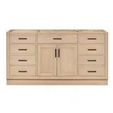 ARIEL Hepburn 72 in. W x 21.5 in. D x 34.5 in. H Bath Vanity Cabinet without Top in Oak WITH Marble Top, No sinks