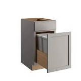 Courtland 18 in. W x 24 in. D x 34.5 in. H Assembled Shaker Trash Can Kitchen Cabinet in Sterling Gray