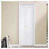 EH PUERTA 24 in. x 80 in. 1-Lite Panel Solid Core White Primed Composite MDF Closet Bi-fold Door with Handle and Hardware