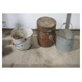 Antique/Vintage Cans: Enamel, Galvanized, Frozen Ice Cream Tin Can
