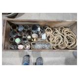 Antique/Vintage Box with Hardware & Rope & Pulley