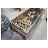 Antique/Vintage Box with Hardware & Rope & Pulley