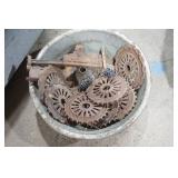 Antique Enamel Wash Basin with Iron Jack Stand and Seed Plates