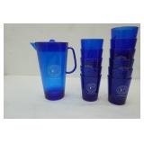 Cobalt Blue Juice Pitcher and Glasses