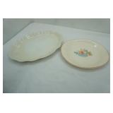Vintage Homer Laughlin Hudson Serving Tray; Vintage Camwood Ivory Oven Proof Calico Fruit Serving Tray