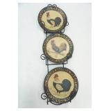 Decorative Rooster Plates & Rack