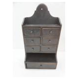 Wooden Shelf with 7 drawers. 9"x 17"x 5"