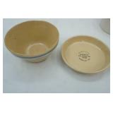 Vintage Yellow Ware Mixing Bowl & Watt Eve-n-Bake Oven Ware Apple Pie Plate