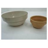 Vintage/Antique Red Wing Crock Mixing Bowl 8.5" by 4" tall; Yellow Ware Mixing Bowl 5" by 3" tall