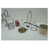 Decor Lot: Metal and Glass Candle Holders and More