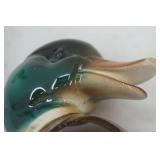 Vintage 1950s Mallard Duck Figurine 6.5" tall & Otagiri 1981 Mallard Duck Dish