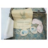 Vintage Small Suitcase with Vintage Baby Clothes. Eagle Lock Co. Terryville, Connecticut.