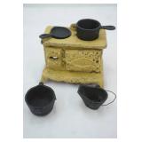 Vintage Miniature Cast Iron Stove and Accessories "Queen"