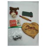 Vintage Toys: Jacks, Wooden Rings, Small Toy Rolling Pin and More