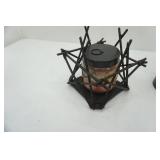 Home Decor: Crock Pottery Vase, Ceramic Vase and Candle & Metal Holder